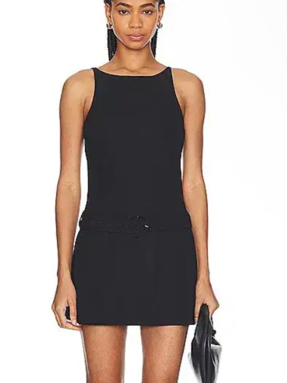 SNDYS Davina mini dress Black belted backless Revolve XXS